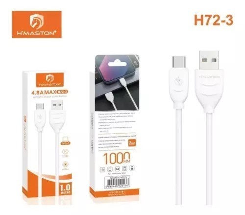 CABO DE DADOS USB TIPO-C H72-3 MAX4.8A 1 MT - UNI